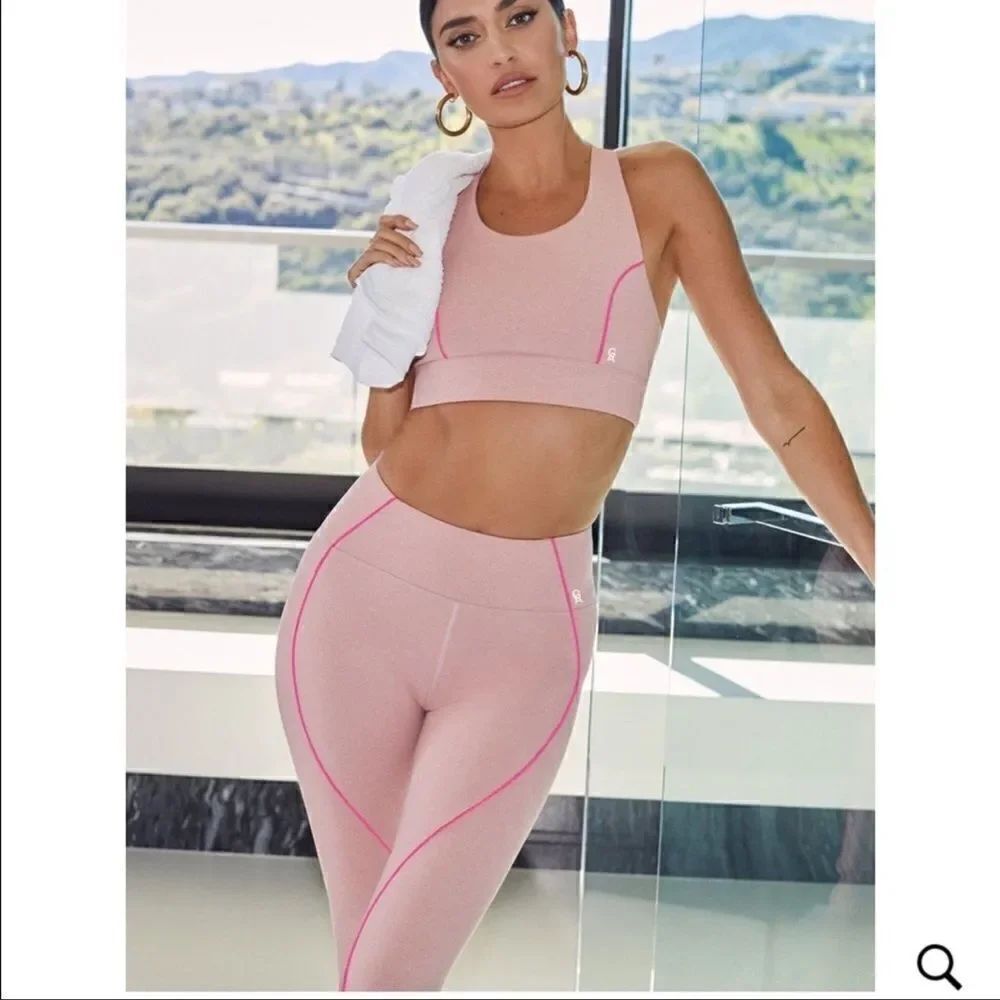 Good American Electric Heathered pink full length High Rise Leggings 0 XS